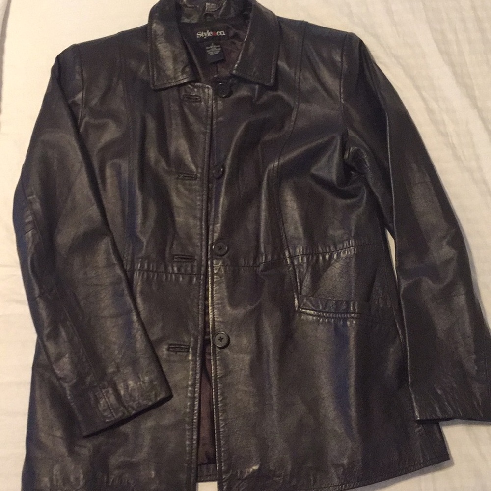 Style&Co Brown Leather Coat